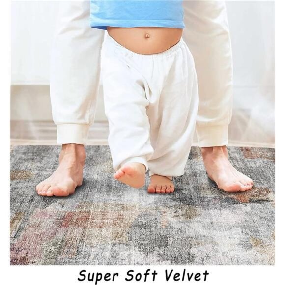 Grey 9x12 Area Rugs for Living Room, Non Slip Machine Washable Modern - Picture 4 of 16